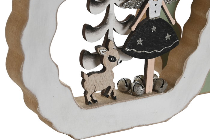 DKD Home Decor Decoracion Navidad Moderna Angel Madera Verde Blanco 2.5 x 22 x 21 cm (4 Unidades)