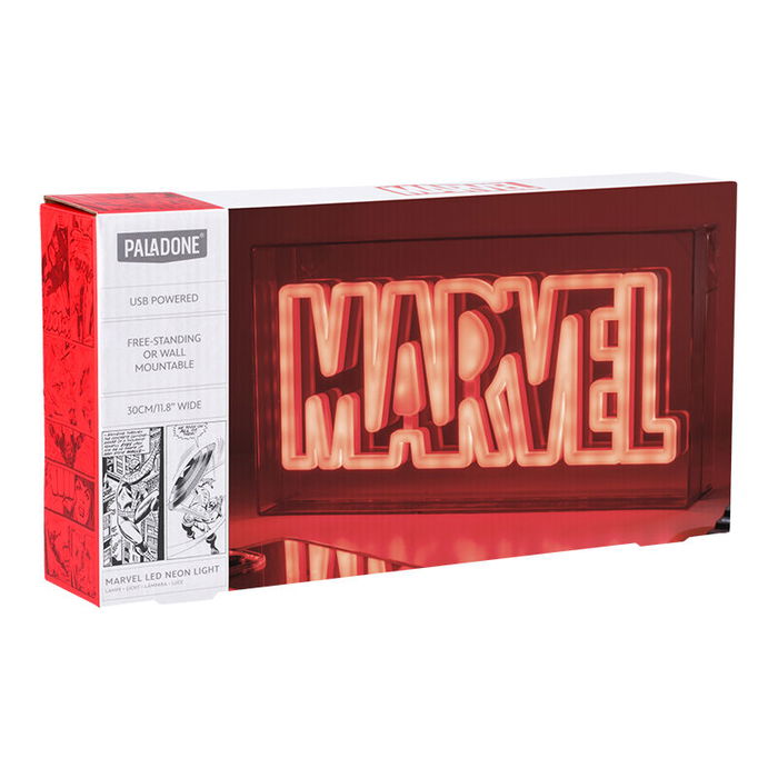 Paladone Lámpara de Neon LED Marvel Logo con Cable USB-C, para Exhibir en Mesa o Pared