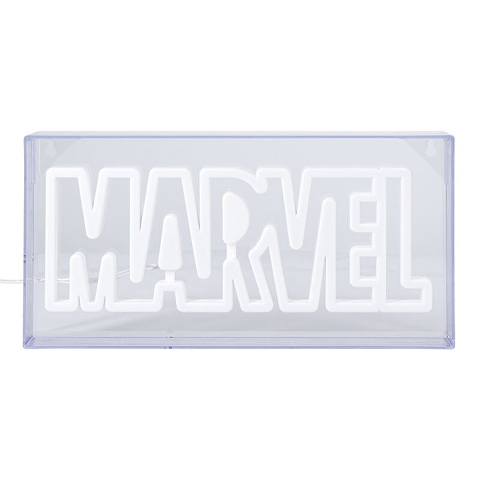 Paladone Lámpara de Neon LED Marvel Logo con Cable USB-C, para Exhibir en Mesa o Pared