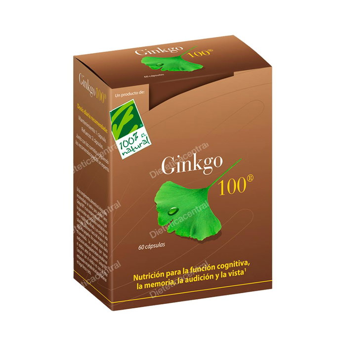 CIEN POR CIEN NATURAL Ginkgo 100 Suplemento Natural de Ginkgo Biloba 100 mg para Memoria y Circulación - 60 Cápsulas