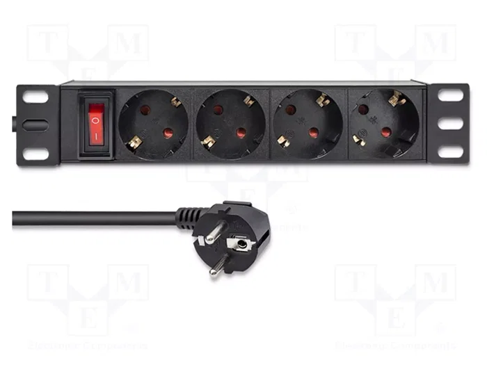 Qoltec Regleta PDU de aluminio para rack 10'' 1U 16A 4xSCHUKO 1.8m Qoltec Regleta PDU de aluminio para rack 10'' 1U 16A 4xSCHUKO 1.8m