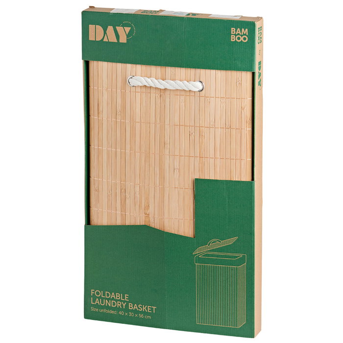 Day Cesta Colada Plegable de Bambú con Asas de Cuerda y Tapa