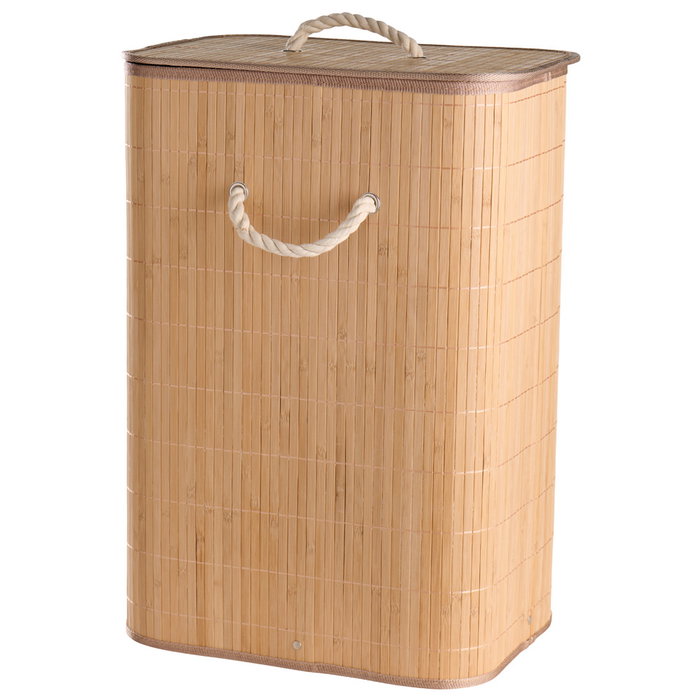 Day Cesta Colada Plegable de Bambú con Asas de Cuerda y Tapa