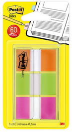 Banderitas Adhesivas Post-It 680 (1 ) Pack De 3 (Verde-Naranja-Rosa) (Set de 6)