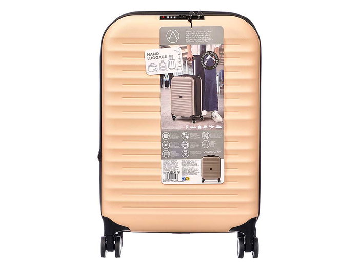 Arte Regal Maleta de Cabina Plegable con Candado y 4 Ruedas, 37 Litros, ABS Rigido, Color Beige, Dimensiones 40 x 55.5 x 16 cm (Set de 3)