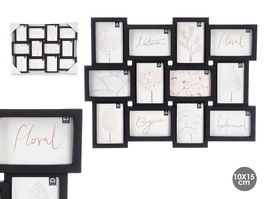 Giftdecor Portafotos para 12 Fotos 10x15 cm Negro 60x2.5x45 cm (Set de 4)