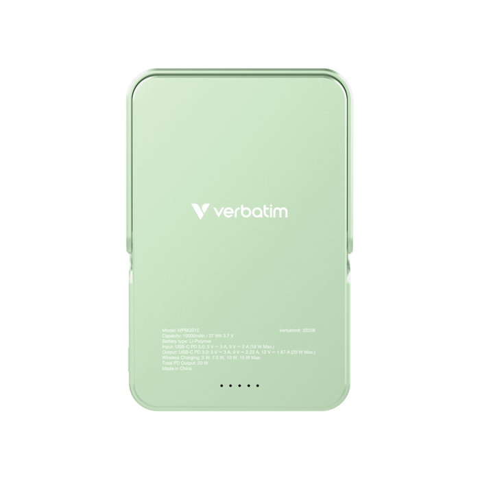 Verbatim Power Bank con Base Mag. Wireless 10000mAh Verde 32259 Verbatim Power Bank con Base Mag. Wireless 10000mAh Verde 32259
