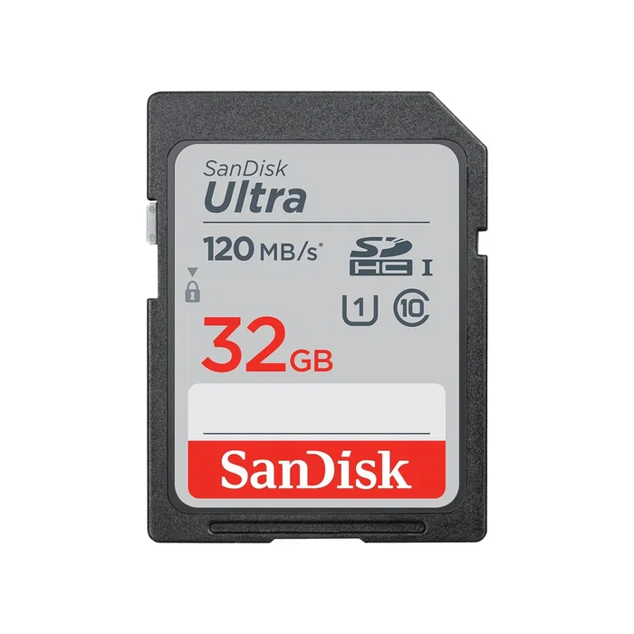SanDisk Tarjeta de Memoria Ultra SDHC UHS-I de 32 GB, Clase 10, V10, U1, Velocidad de Lectura Hasta 120 MB/s, Resistente