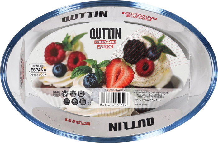 Quttin Fuente de Vidrio Ovalada 20.6 x 13.6 cm 700 cc (6 Unidades)