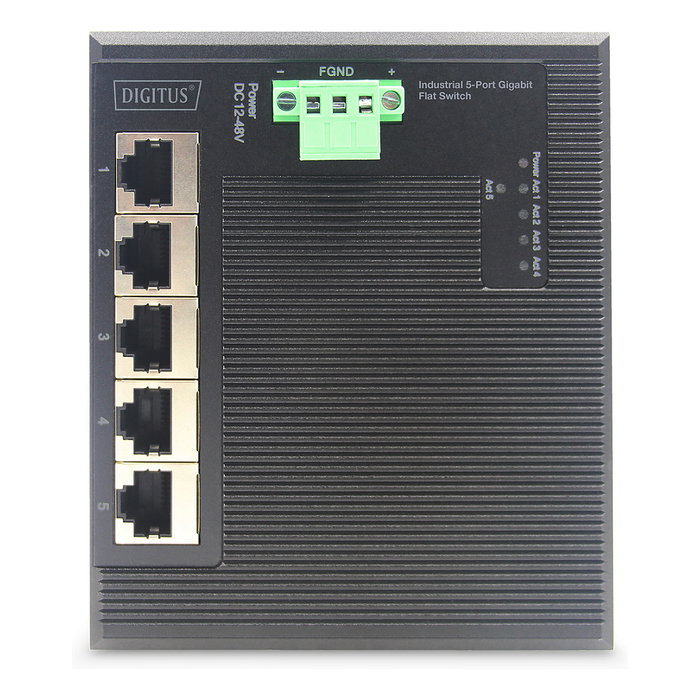 Digitus Conmutador Industrial No Administrado Gigabit Ethernet de 5 Puertos, Plano, para Montaje en Rack/Pared, IP40, 10Gbit/s Digitus Conmutador Industrial No Administrado Gigabit Ethernet de 5 Puertos, Plano, para Montaje en Rack/Pared, IP40, 10Gbit/s
