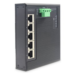 Digitus Conmutador Industrial No Administrado Gigabit Ethernet de 5 Puertos, Plano, para Montaje en Rack/Pared, IP40, 10Gbit/s