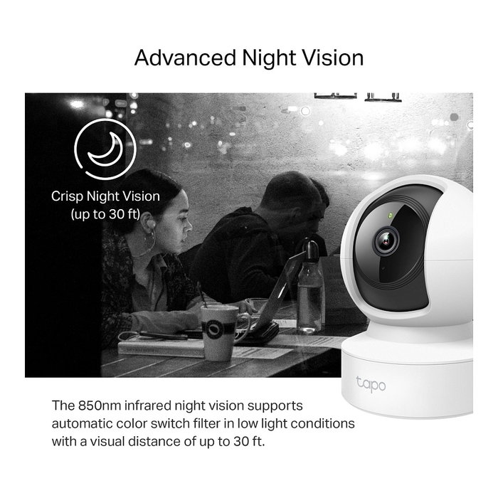 TP-Link Tapo C212 Cámara de seguridad IP interior, inalámbrica y alámbrica, visión nocturna, 3 MP, blanco