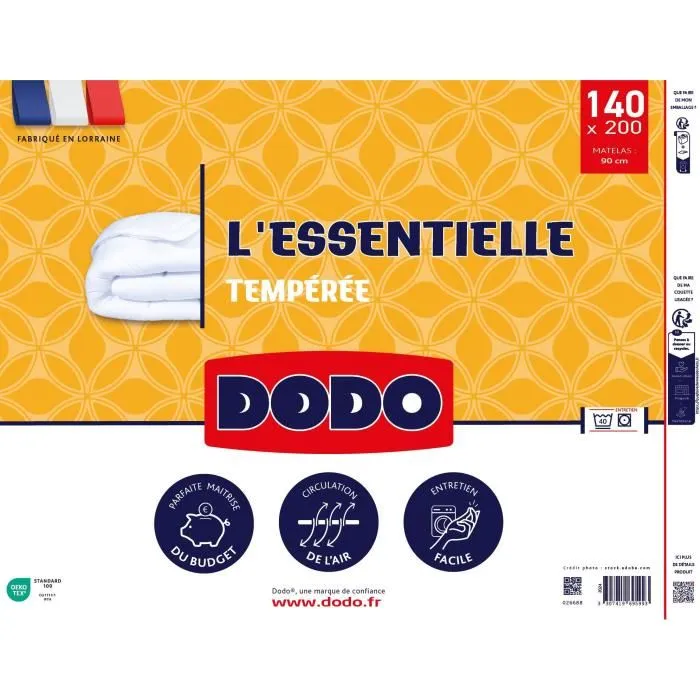 Edredón Templado DODO - L'ESSENTIELLE - 140x200cm - 100% Poliéster VOLUPT'AIR 250gr/m²