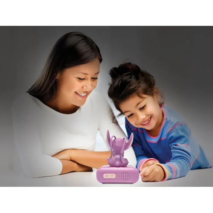 LEXIBOOK Despertador Disney Stitch Rosa con Luz Nocturna 3D