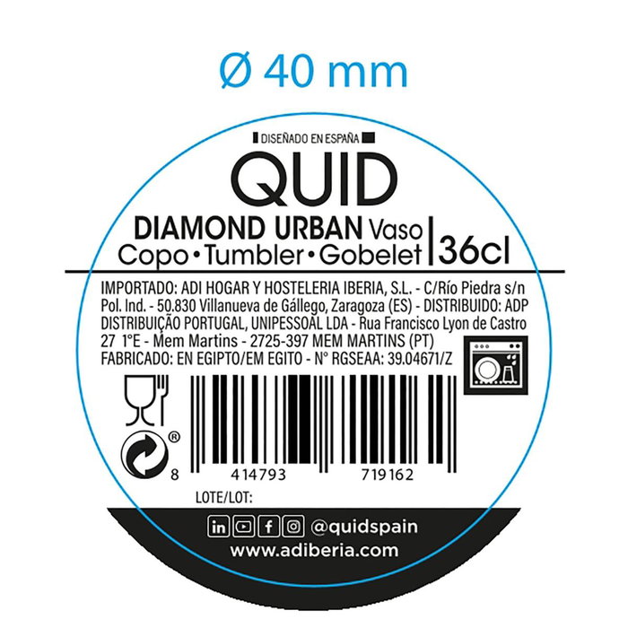 Quid Vaso Bajo Vidrio Diamond Urban 36 cL (6 Unidades) inevitable Quid Vaso Bajo Vidrio Diamond Urban 36 cL (6 Unidades) inevitable
