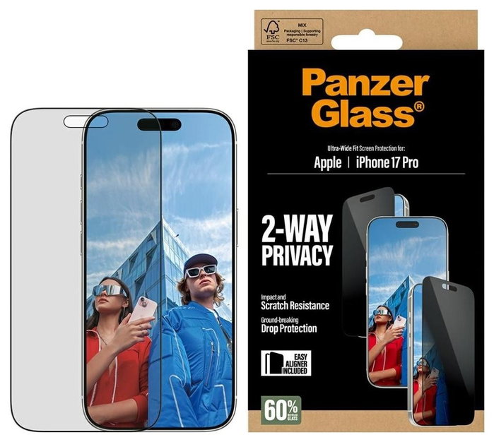 PanzerGlass Protector de pantalla 2-Way Privacy para iPhone 17 Pro Ultra-Wide Fit
