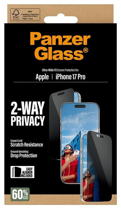 PanzerGlass Protector de pantalla 2-Way Privacy para iPhone 17 Pro Ultra-Wide Fit