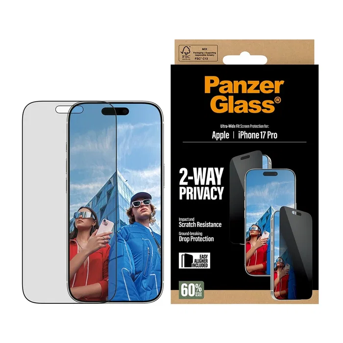 PanzerGlass Protector de pantalla 2-Way Privacy para iPhone 17 Pro Ultra-Wide Fit PanzerGlass Protector de pantalla 2-Way Privacy para iPhone 17 Pro Ultra-Wide Fit