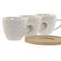 DKD Home Decor Set de Café de Porcelana y Bambú Blanco 90ml