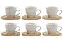 DKD Home Decor Set de Café de Porcelana y Bambú Blanco 90ml