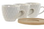 DKD Home Decor Set de Café de Porcelana y Bambú Blanco 90ml