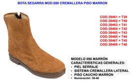 Segarra Botas de Caña Corta Modelo 090 con Cremallera Marrón Talla 39