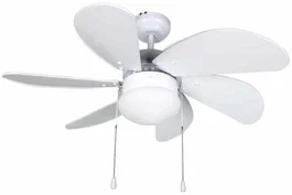 Orbegozo CP-15076 Ventilador de Techo con Luz, 6 Aspas de Madera 80 cm, 50W, 3 Velocidades Reversibles, Blanco