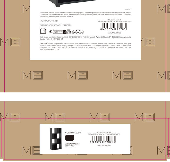 Inde Estantería Cubo con 8 Compartimentos, Mueble de Almacenamiento, Medidas 61.2 x 29.7 x 120.8 cm Inde Estantería Cubo con 8 Compartimentos, Mueble de Almacenamiento, Medidas 61.2 x 29.7 x 120.8 cm