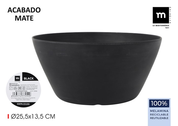 La Mediterranea Ensaladera Melamina Mate Black 25.5 x 13.5 cm (8 Unidades) La Mediterranea Ensaladera Melamina Mate Black 25.5 x 13.5 cm (8 Unidades)