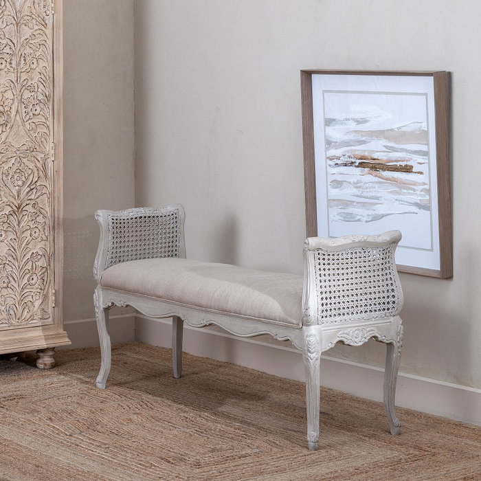 Banqueta Beige Dm-Madera Salón 137 X 45 X 74 cm