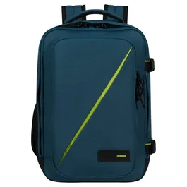 American Tourister Take2Cabin S Mochila de Cabina 24.2L Azul Harbor, Hecha con Material Recyclex de Botellas PET Recicladas, 40x25x20 cm, con Smart Sleeve y Portabotellas