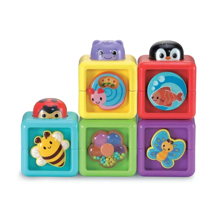 VTech Baby - Cubos de Animales Sorpresa, Juguete de Construcción y Encaje Educativo Multicolor - VTE3417765775055