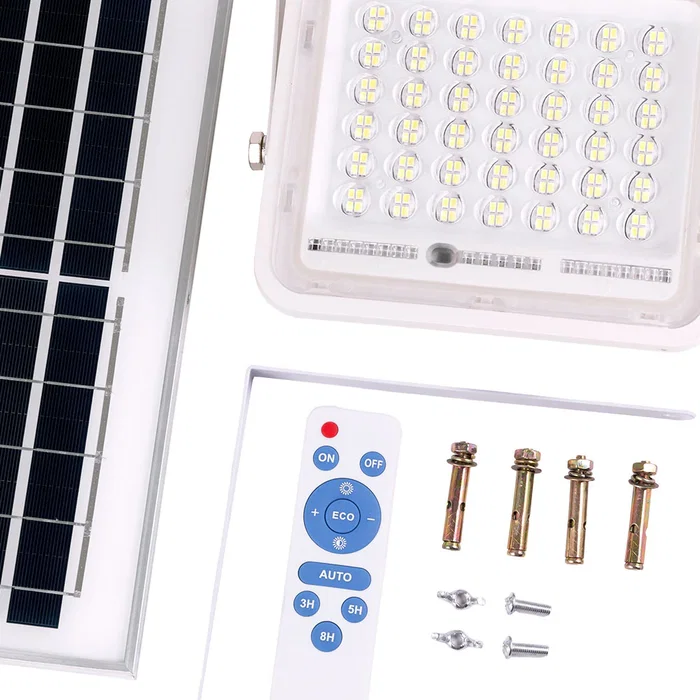 Proyector LED Solar 40W 6500K Panel 6V/8W Batería 3.2V/5000mAh con Mando a Distancia HO-SOLARFL-40W-02