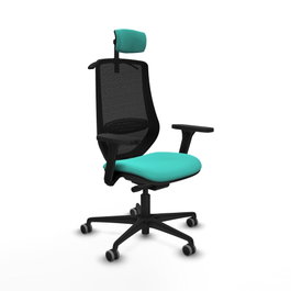 PIQUERAS Y CRESPO Silla de oficina Mardos con mecanismo Sincro/Traslack, Turquesa y Negro