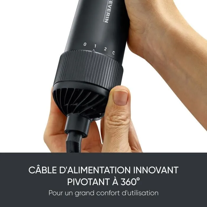 Severin SEV1744785030194 - Cepillo Secador de Pelo Profesional con Tecnología Cerámica-Queratina, Auto-Rotativo, 1000W, 3 Accesorios, Negro