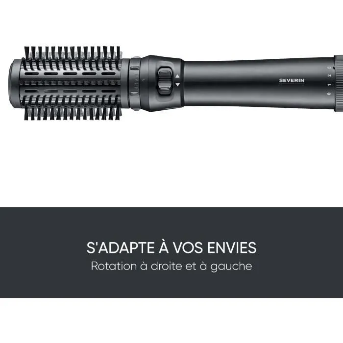 Severin SEV1744785030194 - Cepillo Secador de Pelo Profesional con Tecnología Cerámica-Queratina, Auto-Rotativo, 1000W, 3 Accesorios, Negro