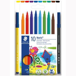 Staedtler Rotuladores Noris 326 C, Punta de Fibra, Tinta Lavable y Anti-secado, Estuche 10 Ud