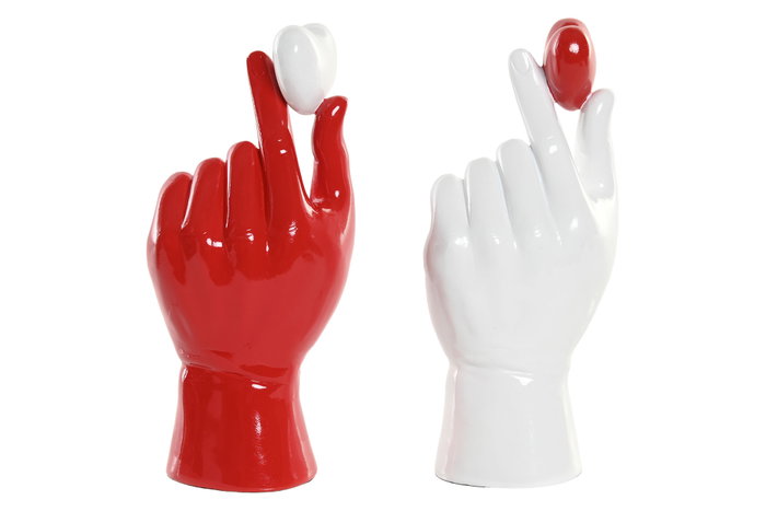 DKD Home Decor Figura de Resina Mano Corazón (Pack de 2)