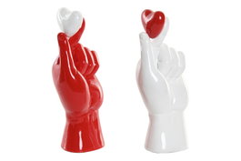 DKD Home Decor Figura de Resina Mano Corazón (Pack de 2)