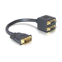 DeLOCK Adaptador DVI-I Macho a 2x DVI Hembra, 0,2 m, Negro