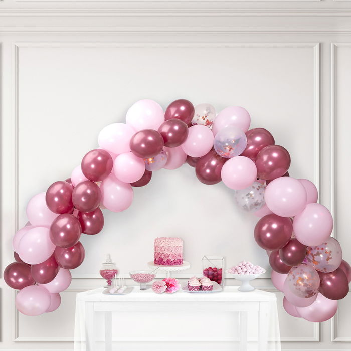 Party Time Arco 90 Globos Rosa-Confetti para Decoración de Fiestas