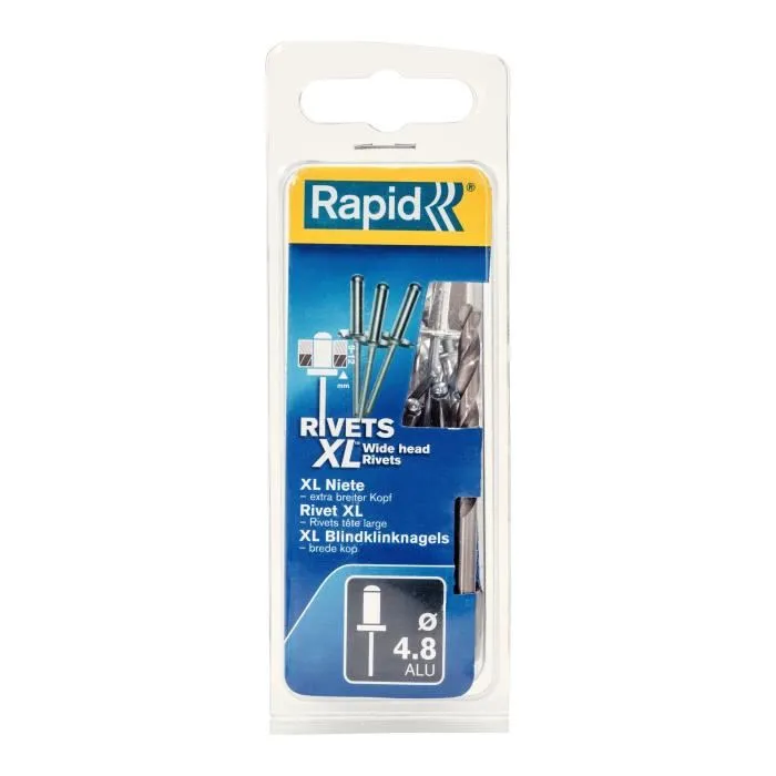 Rapid Remaches XL Ø4.8 x 20 mm Aluminio Blister 25 Unidades Alta Resistencia