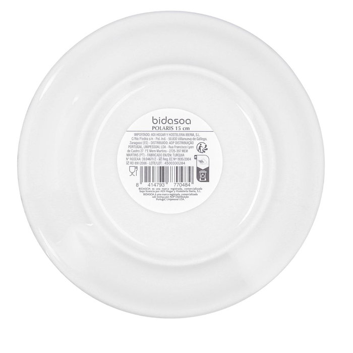 Plato Pan Porcelana Polaris Hydrozero Bidasoa 15 cm