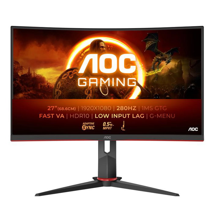 AOC Monitor Gaming Curvo C27G2Z3 BK 27" Full HD 240Hz 1ms GtG Fast-VA HDR10 Adaptive Sync AOC Monitor Gaming Curvo C27G2Z3 BK 27" Full HD 240Hz 1ms GtG Fast-VA HDR10 Adaptive Sync