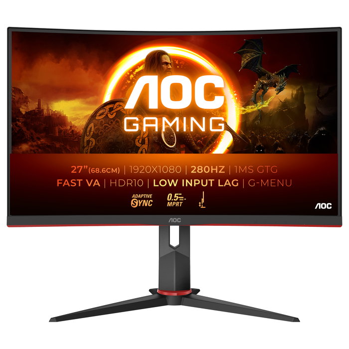 AOC C27G2Z3/BK Monitor Gaming Curvo 27 Pulgadas Full HD 280Hz Fast VA