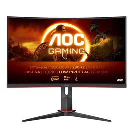 AOC C27G2Z3/BK Monitor Gaming Curvo 27 Pulgadas FHD 280 Hz Fast VA Negro, Rojo