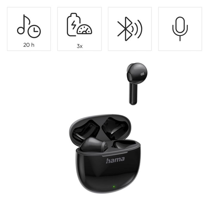 HAMA Action One Auriculares Intrauditivos Negro TWS con Micrófono Táctil