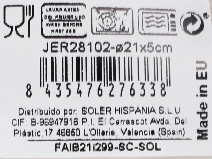 La Mediterranea Plato Hondo Jerica Iberica Brillo Ø21 cm (12 Unidades)