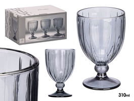 Vivalto Copa Vino Rayas 310 ml Humo Gris Vidrio 8.5x13.3x8.5 cm (Set de 24)