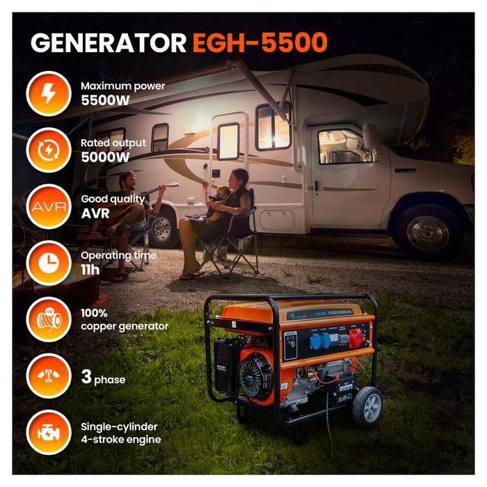 Extralink Generador Híbrido EGH-5500 5,5kW 3-Phasen